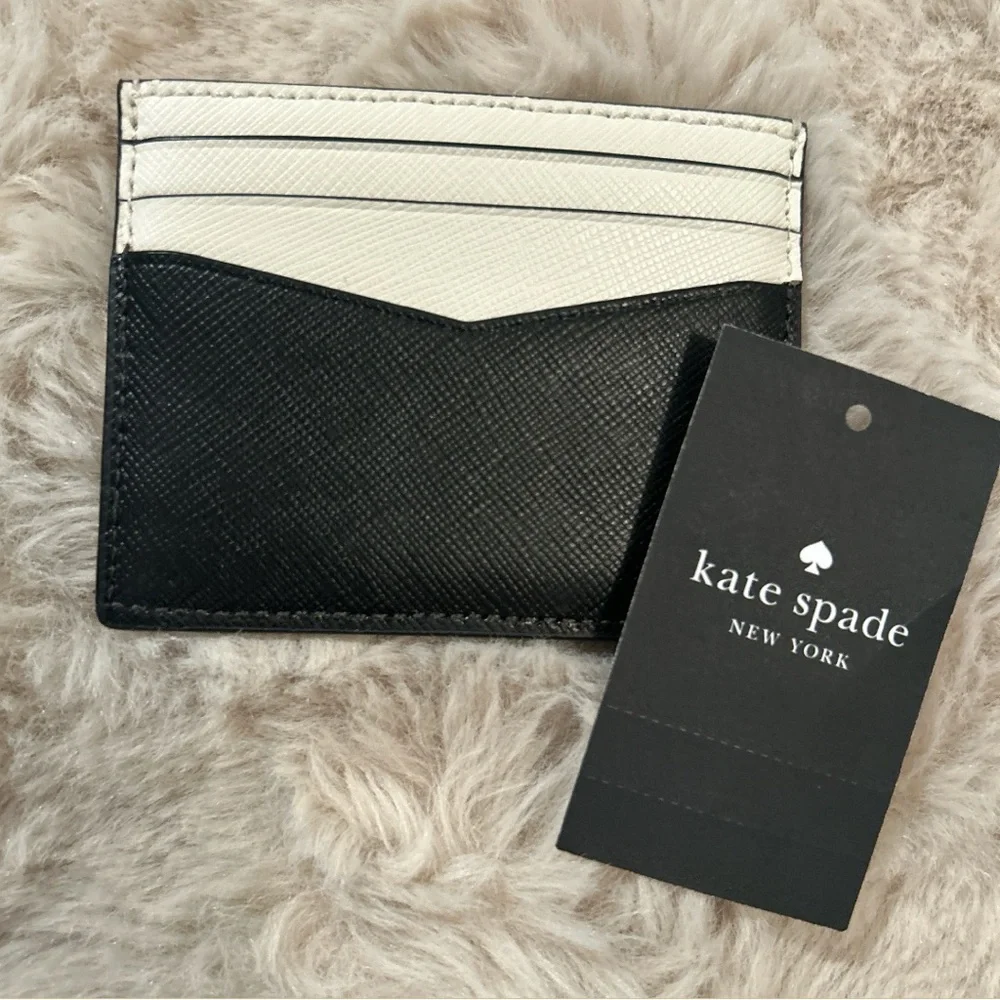 Kate Spade Staci Slim Color Block Card Holder Black and Cream NWT - Picture 5 of 5